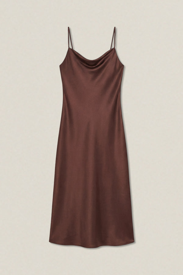 Nella | Satin cowl neck dress