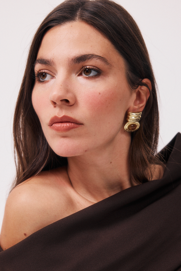 Lior | Oval stone earrings
