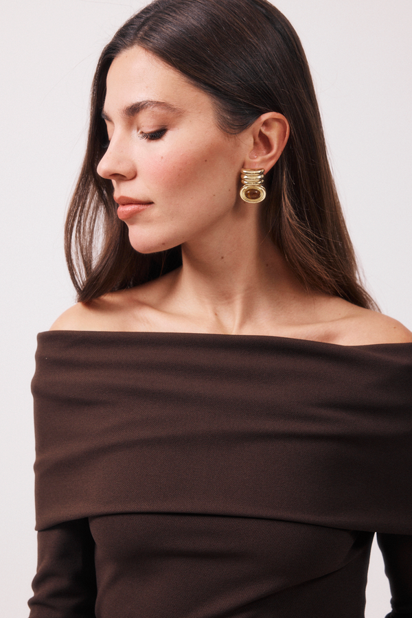 Lior | Oval stone earrings