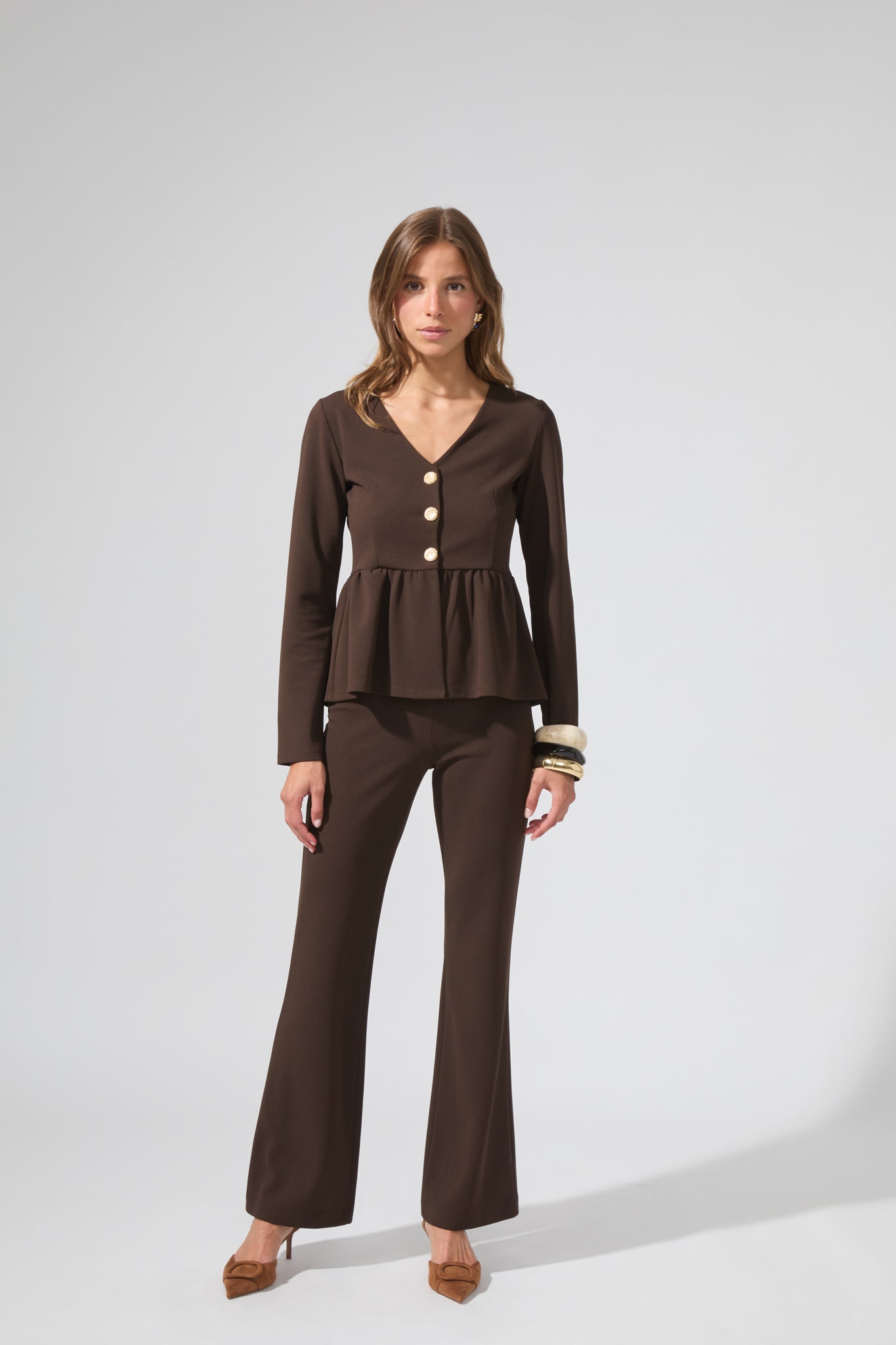 Léon | Button-down peplum top