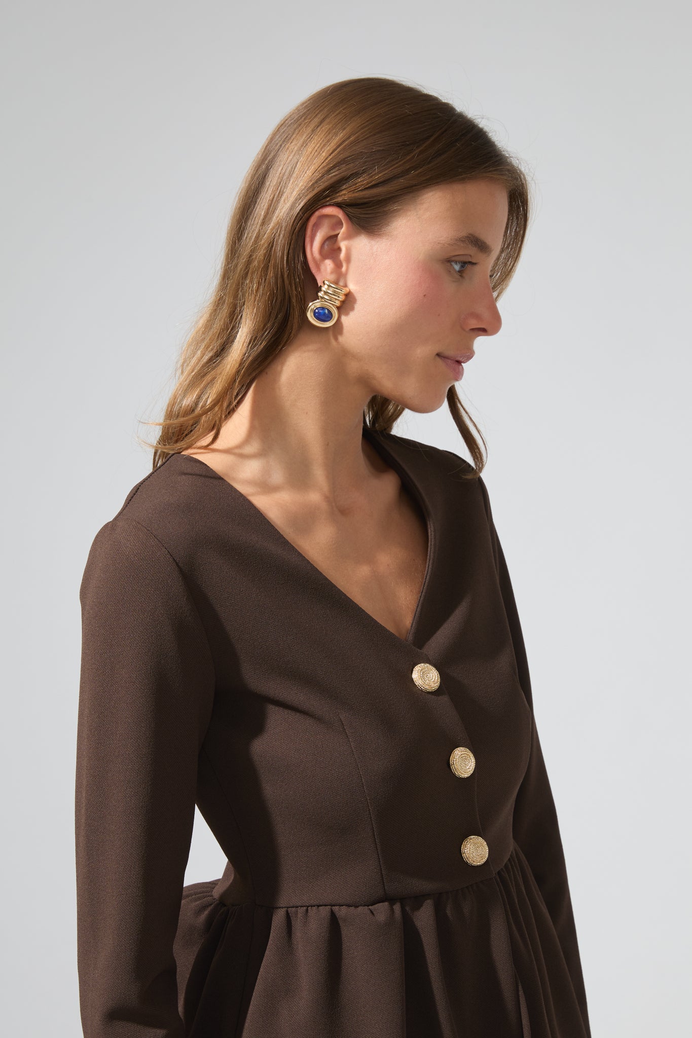 Léon | Button-down peplum top