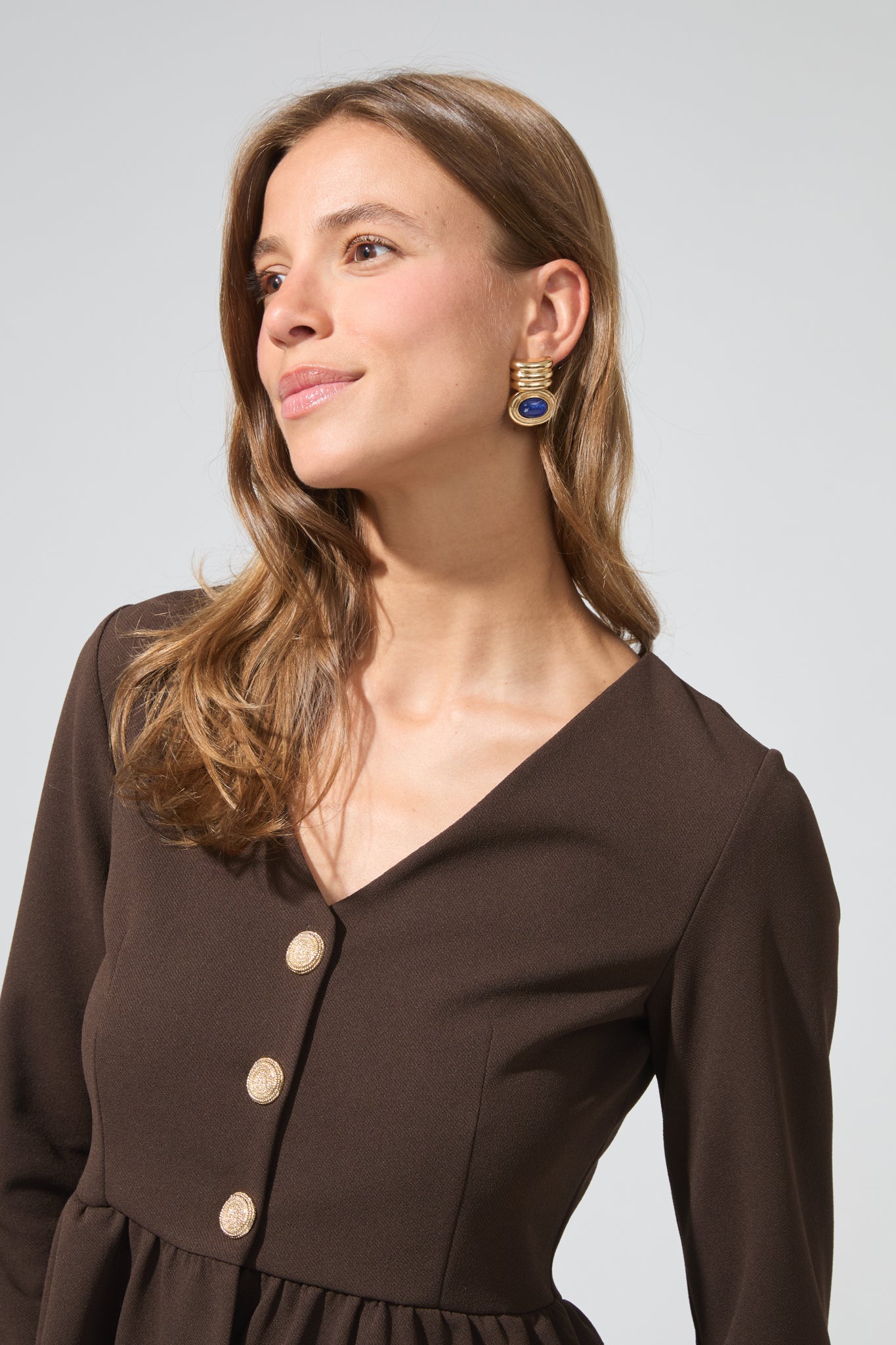 Léon | Button-down peplum top