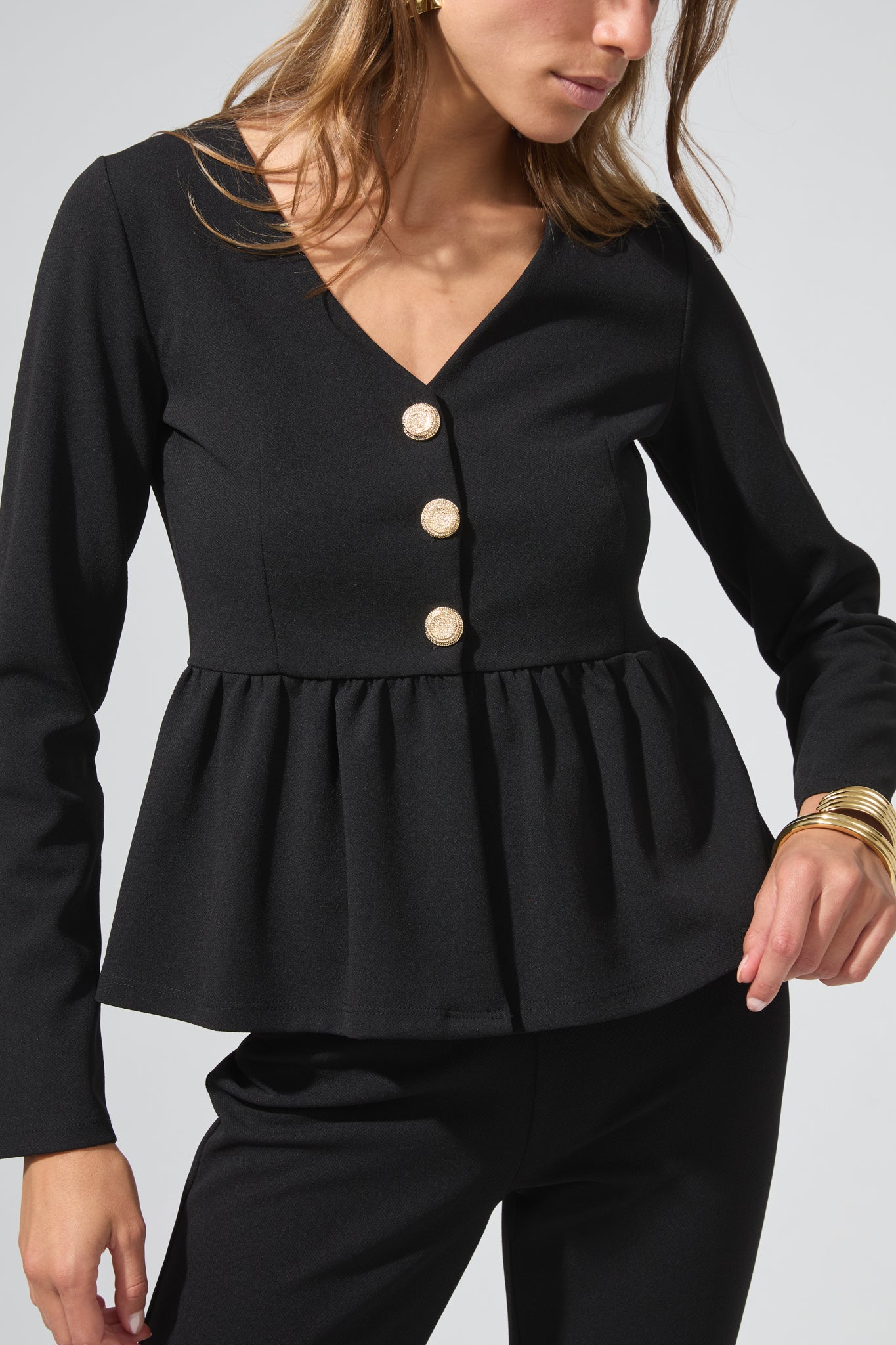 Léon | Button-down peplum top