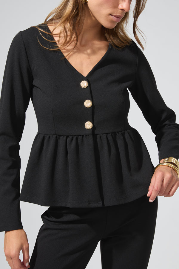Léon | Top peplum boutonné