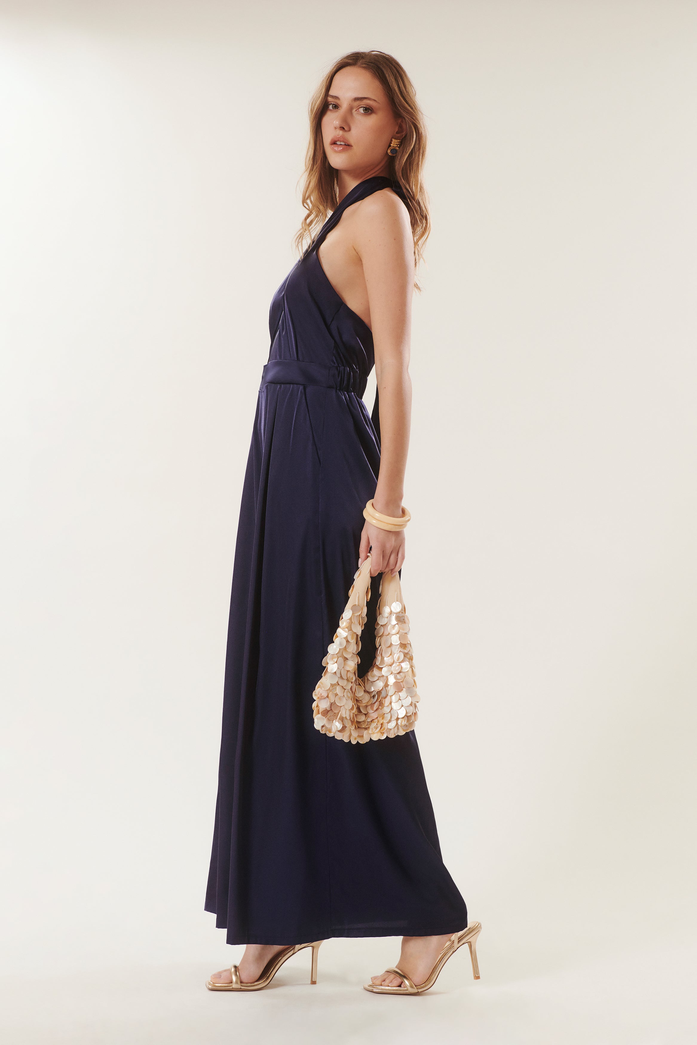 Belinda | Satin halter neck jumpsuit