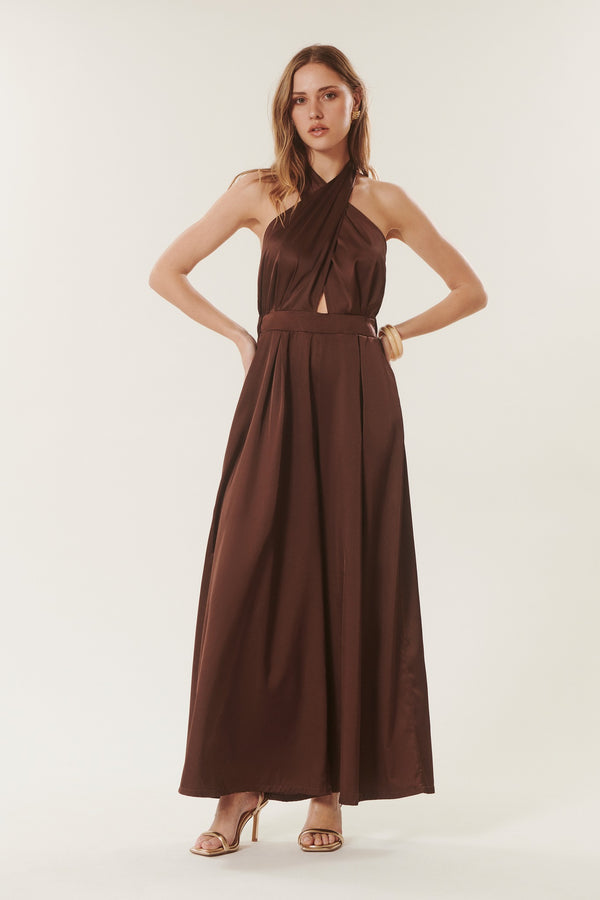 Belinda | Satin halter neck jumpsuit