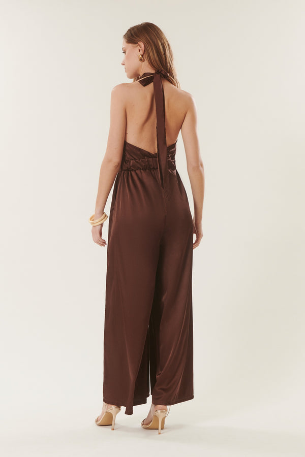 Belinda | Satin halter neck jumpsuit