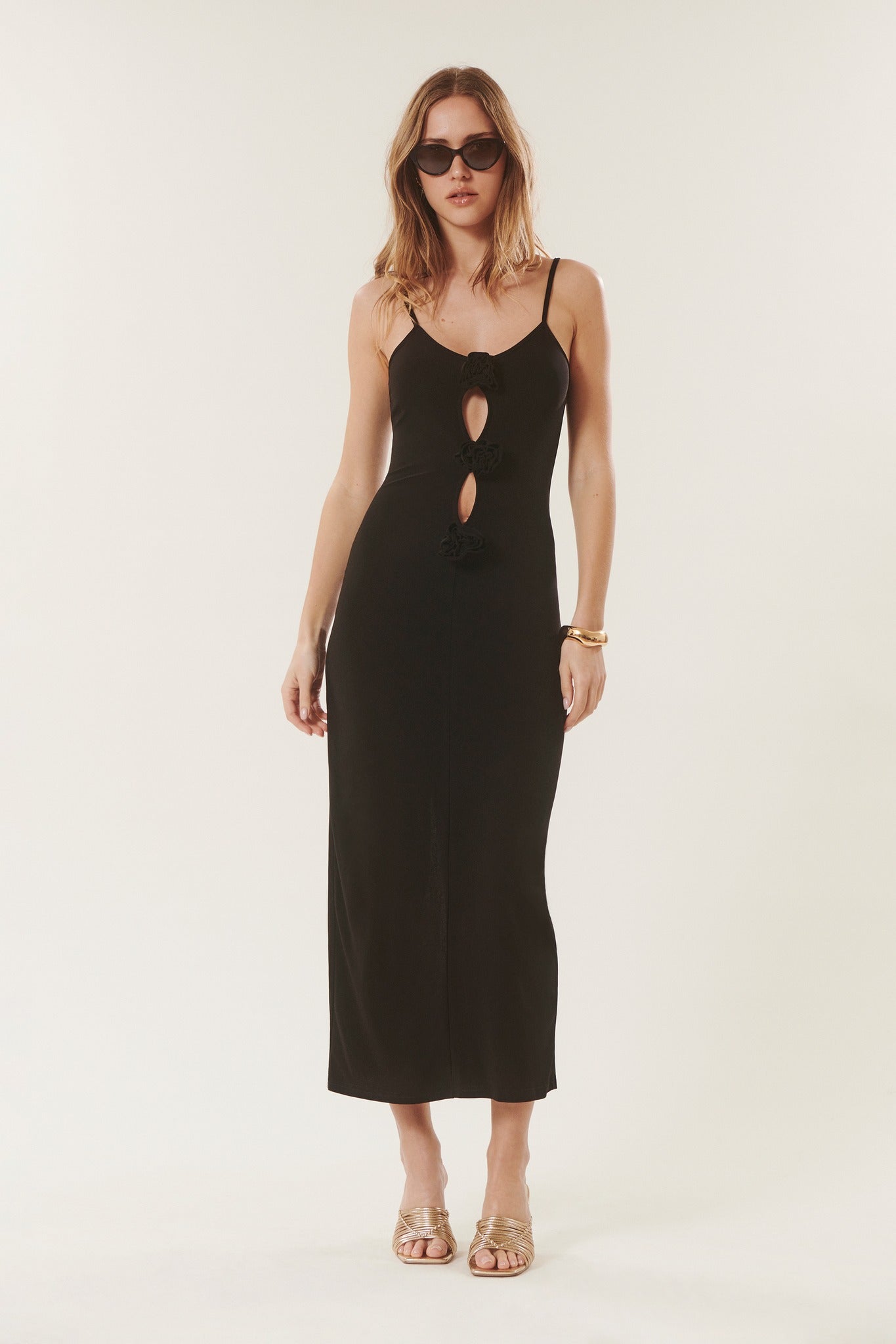 Monica | Robe longue à détails fleurs