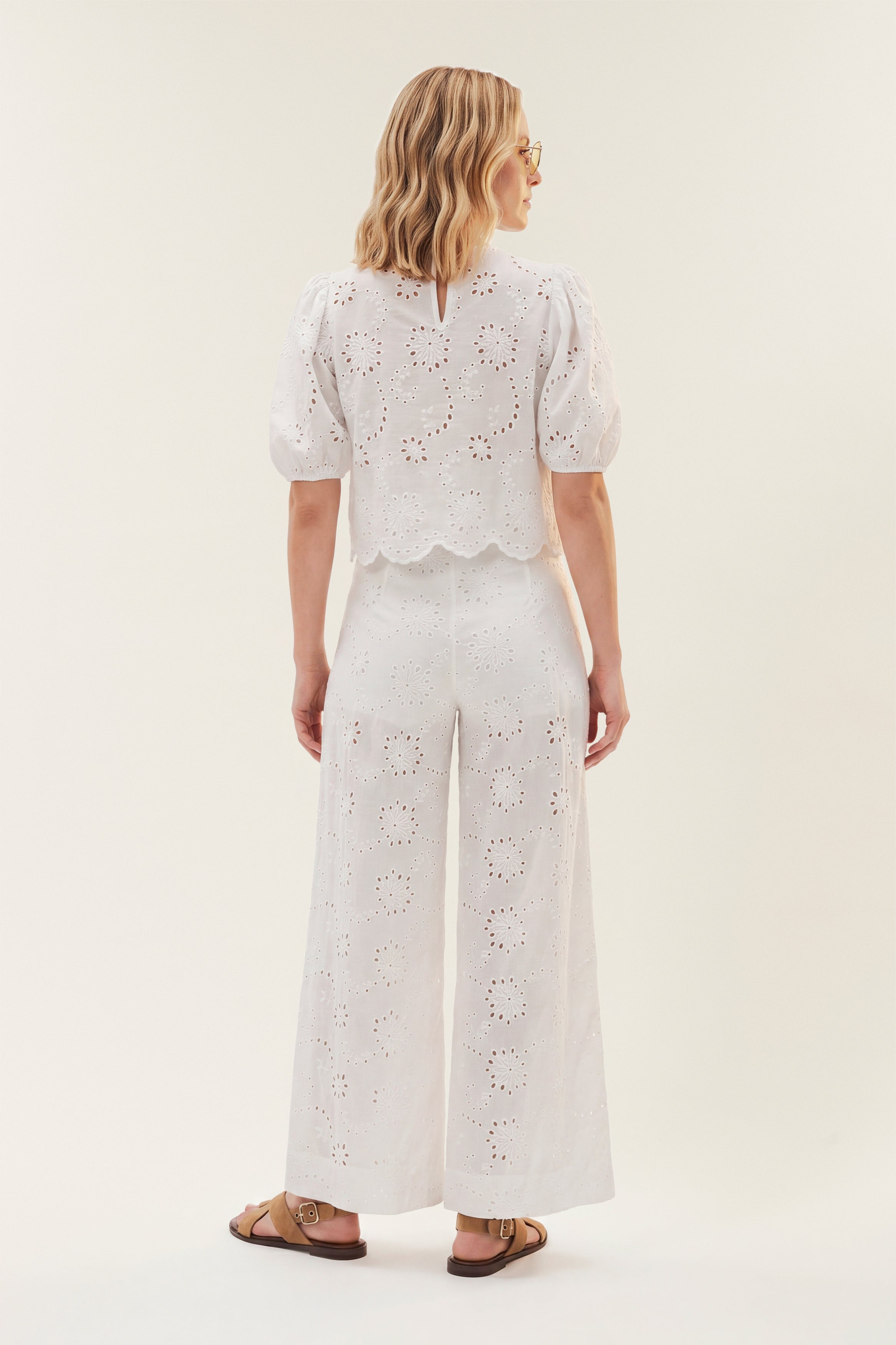 Stuart | Macramé puff-sleeve top