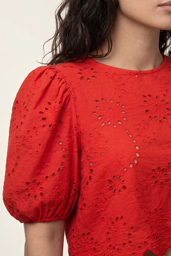 Stuart | Macramé puff-sleeve top