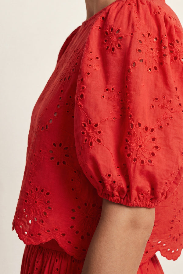 Stuart | Macramé puff-sleeve top