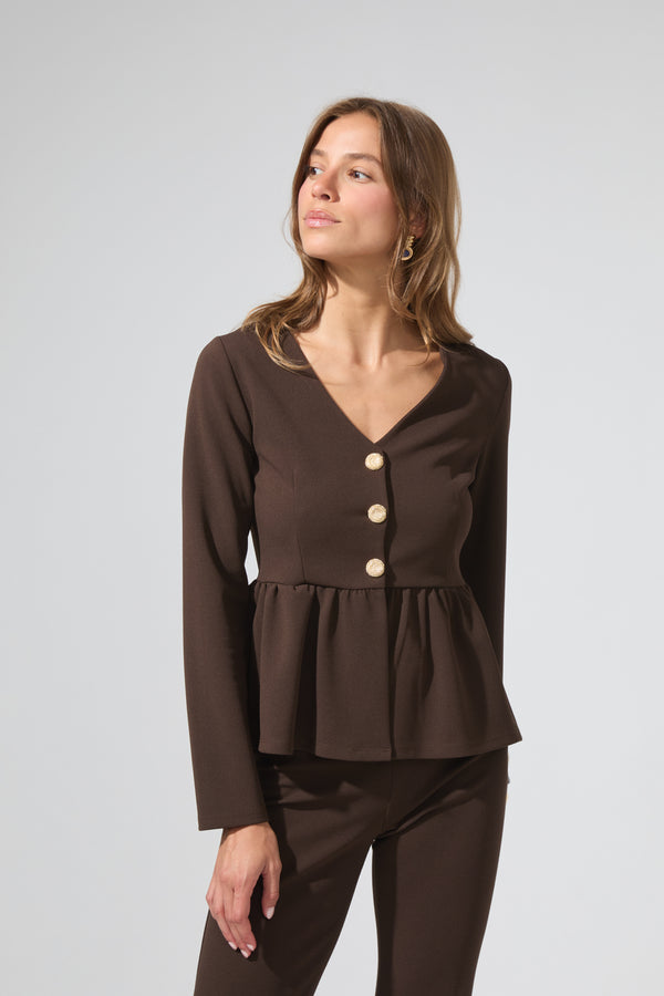 Léon | Button-down peplum top