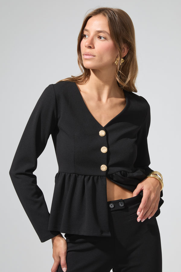 Léon | Button-down peplum top