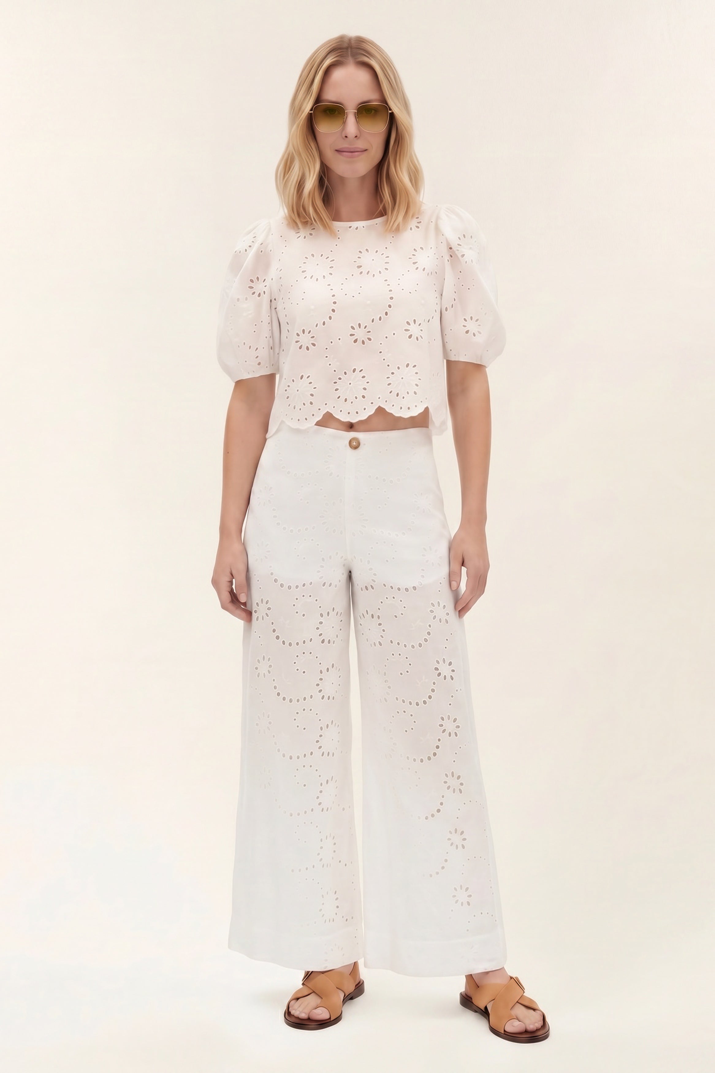 Stuart | Macramé puff-sleeve top