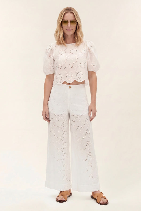 Stuart | Macramé puff-sleeve top
