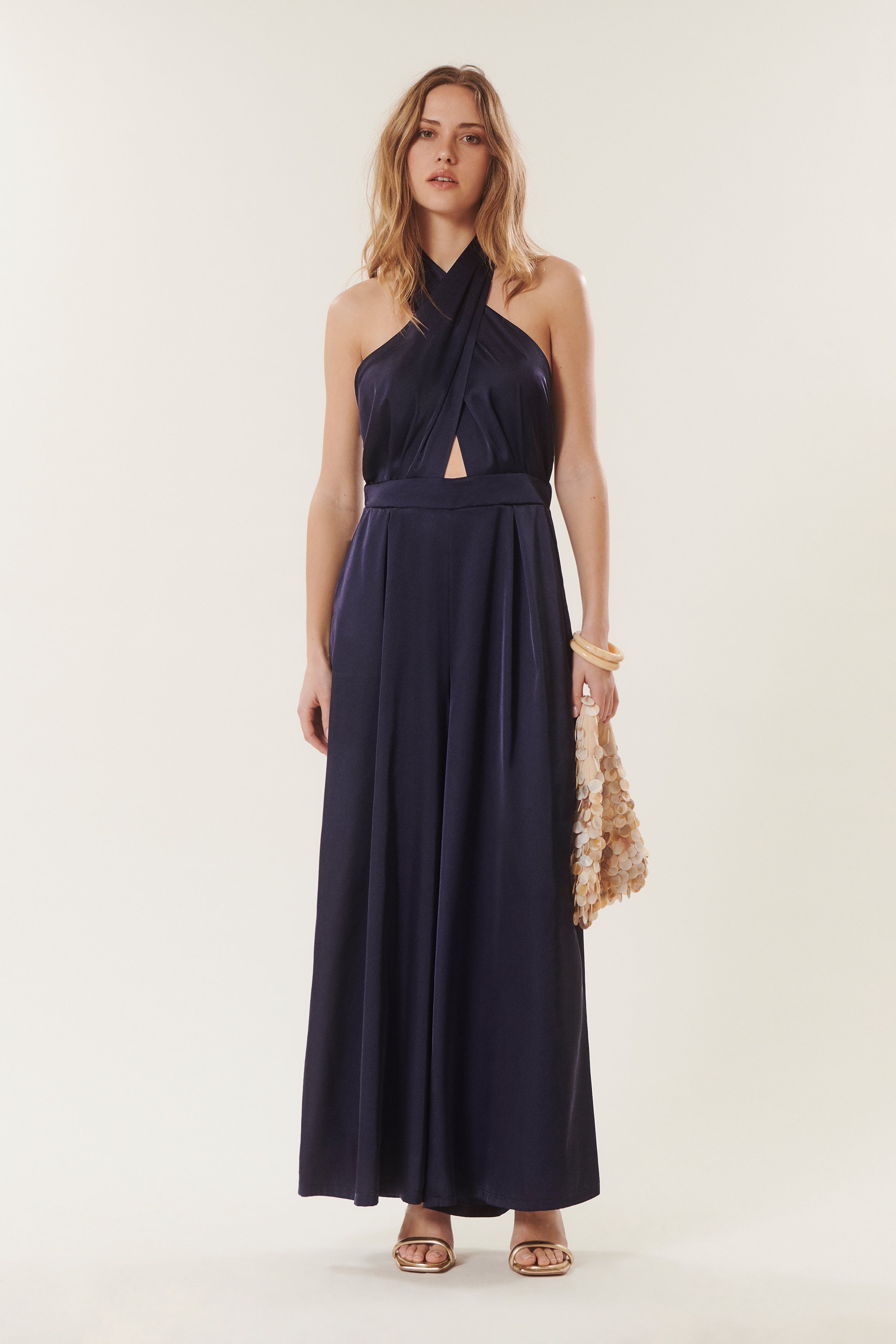 Belinda | Satin halter neck jumpsuit