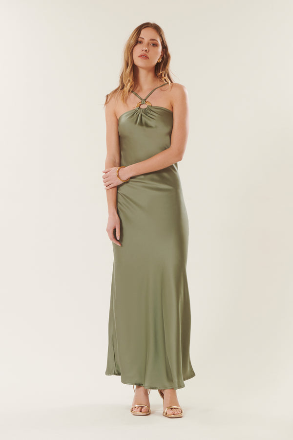 Caroline | Robe longue satinée