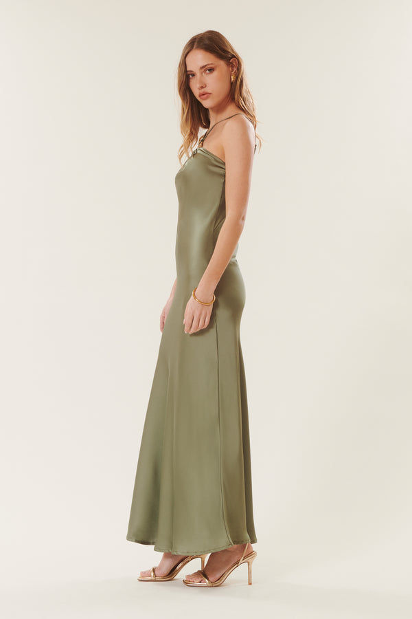 Caroline | Robe longue satinée