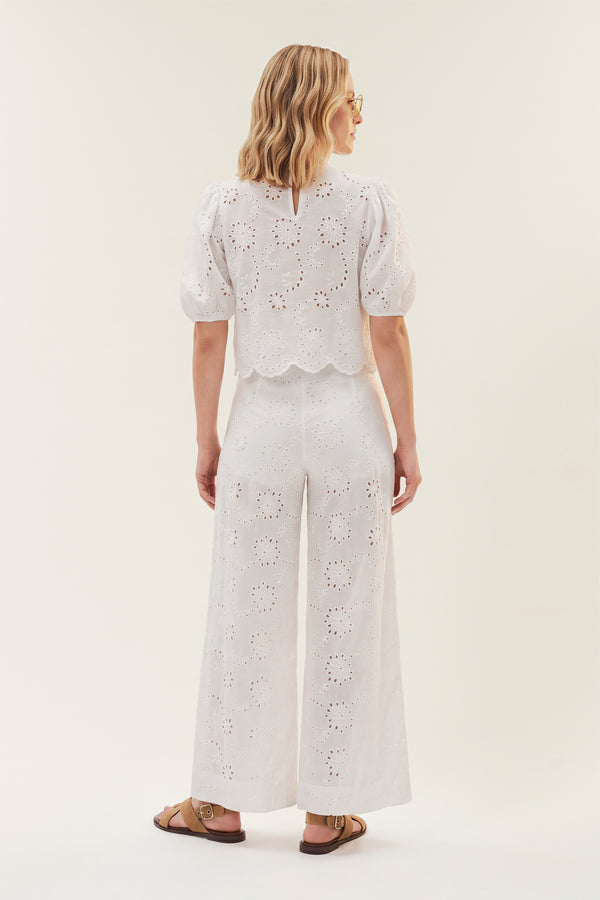 Stuart | Macramé puff-sleeve top
