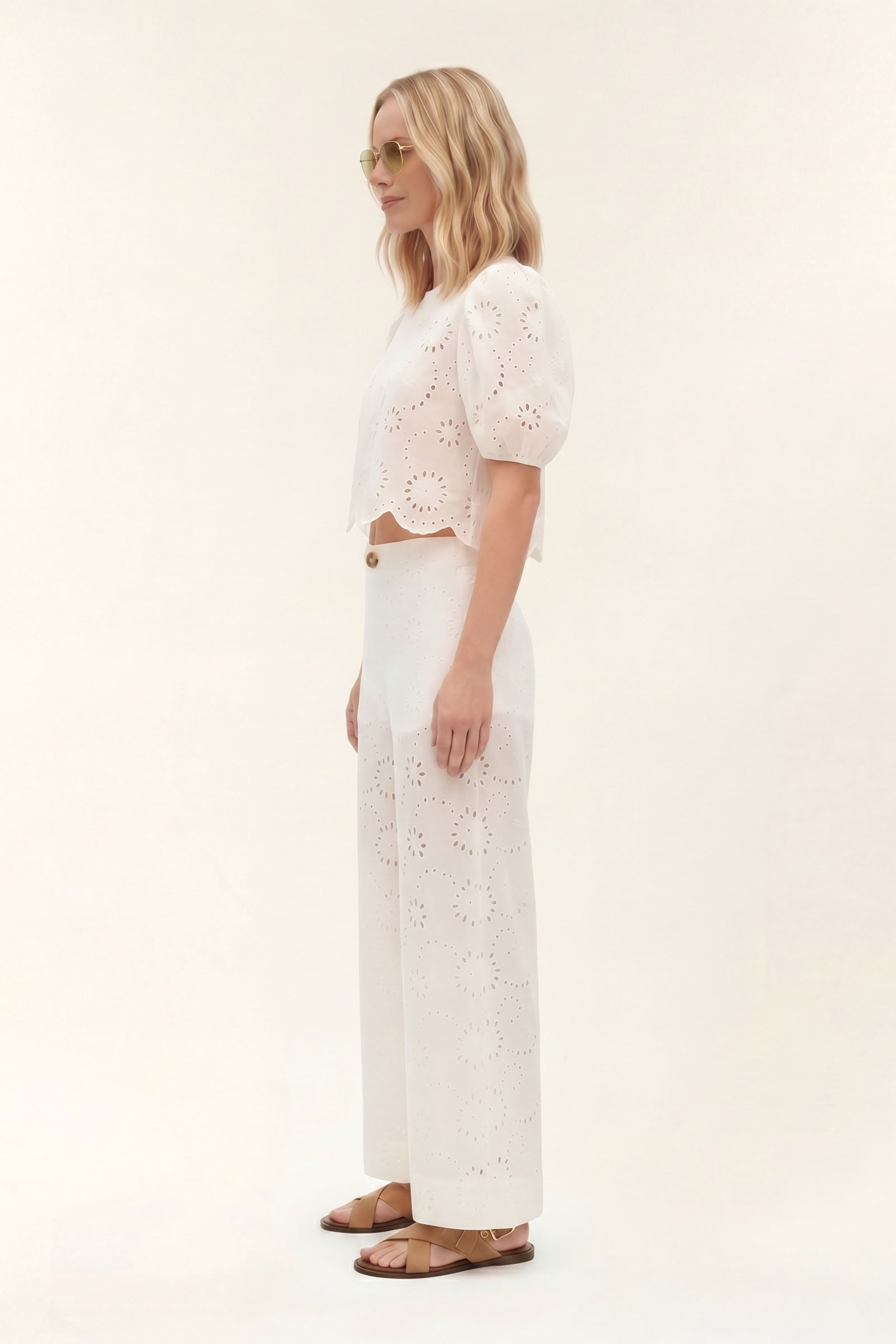 Stuart | Macramé puff-sleeve top