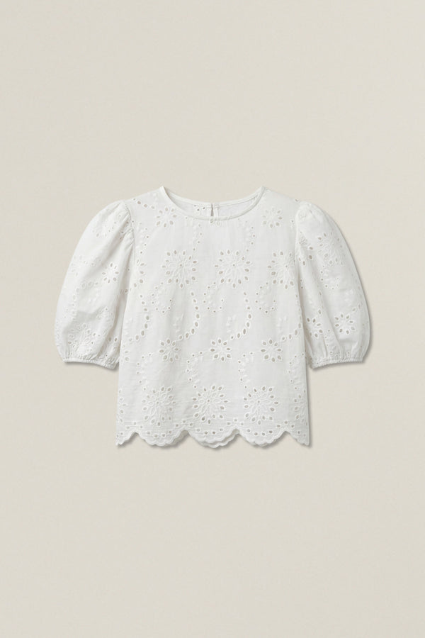 Stuart | Macramé puff-sleeve top
