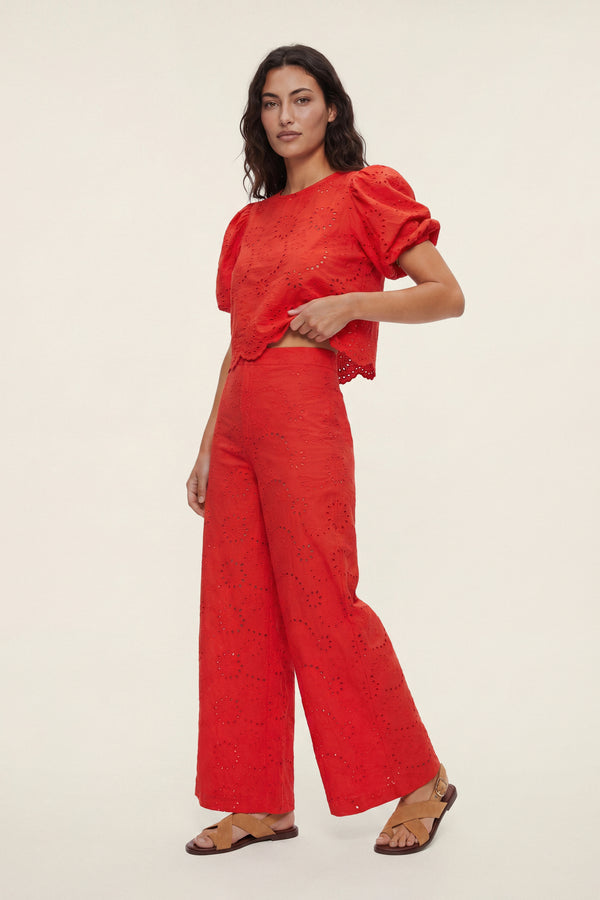 Stuart | Macramé puff-sleeve top
